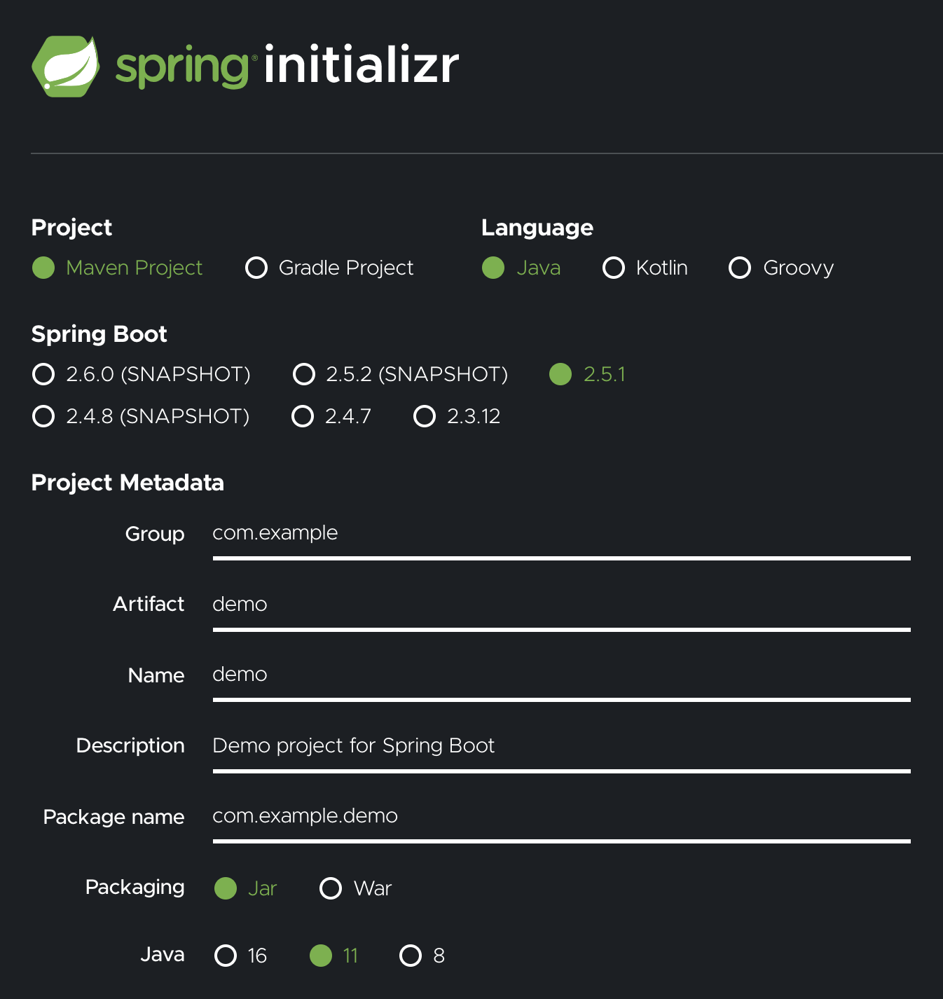 Spring Initializr