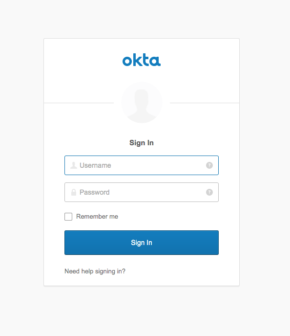 Okta Login Screen