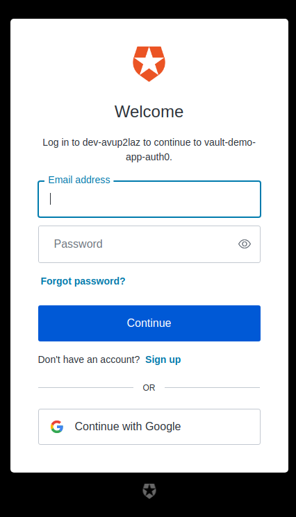 Auth0 login form