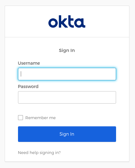 Okta login form