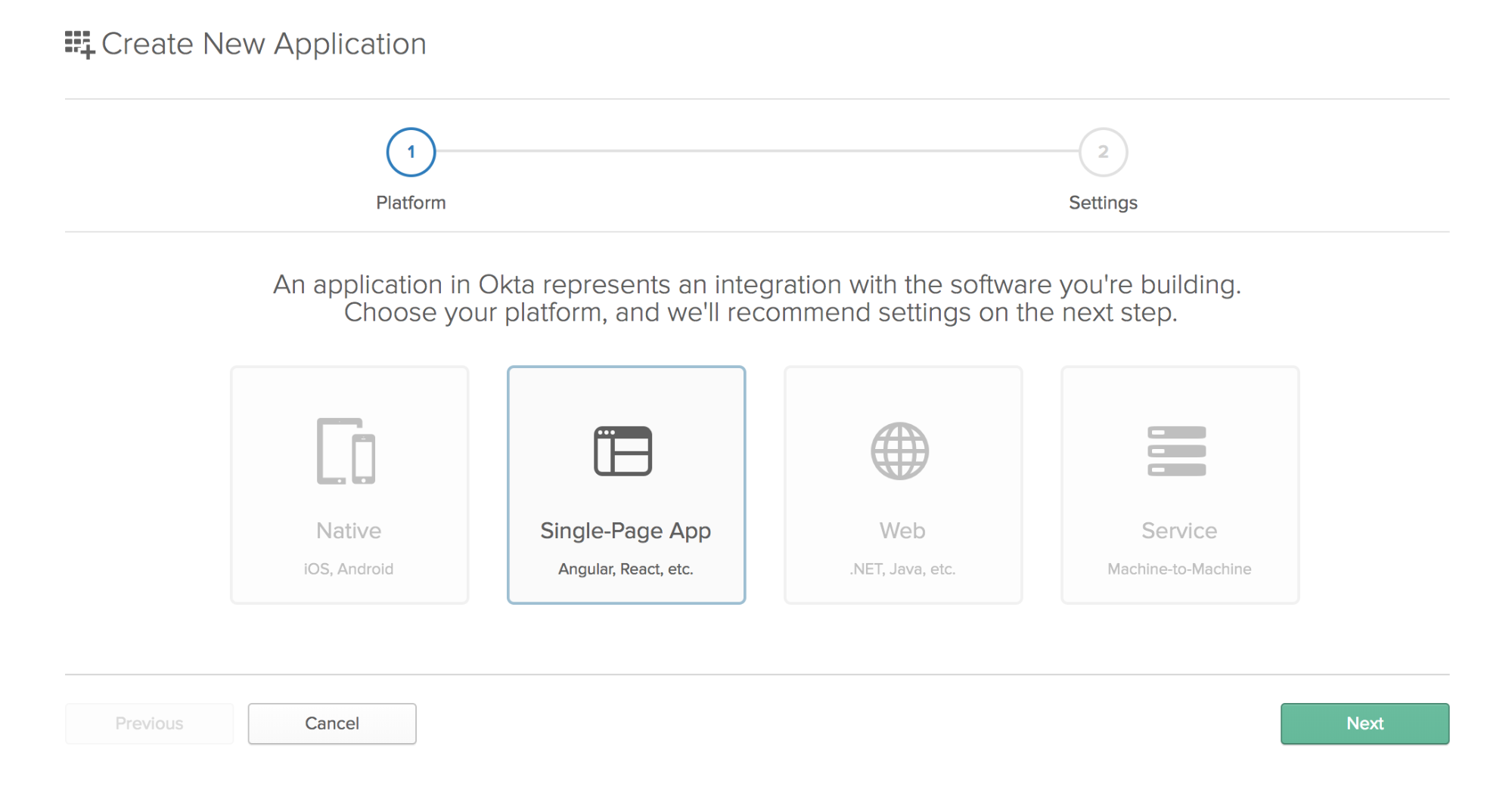 Create a new Single-Page application