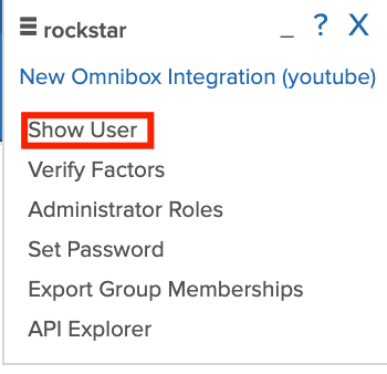 The Show User link in rockstar