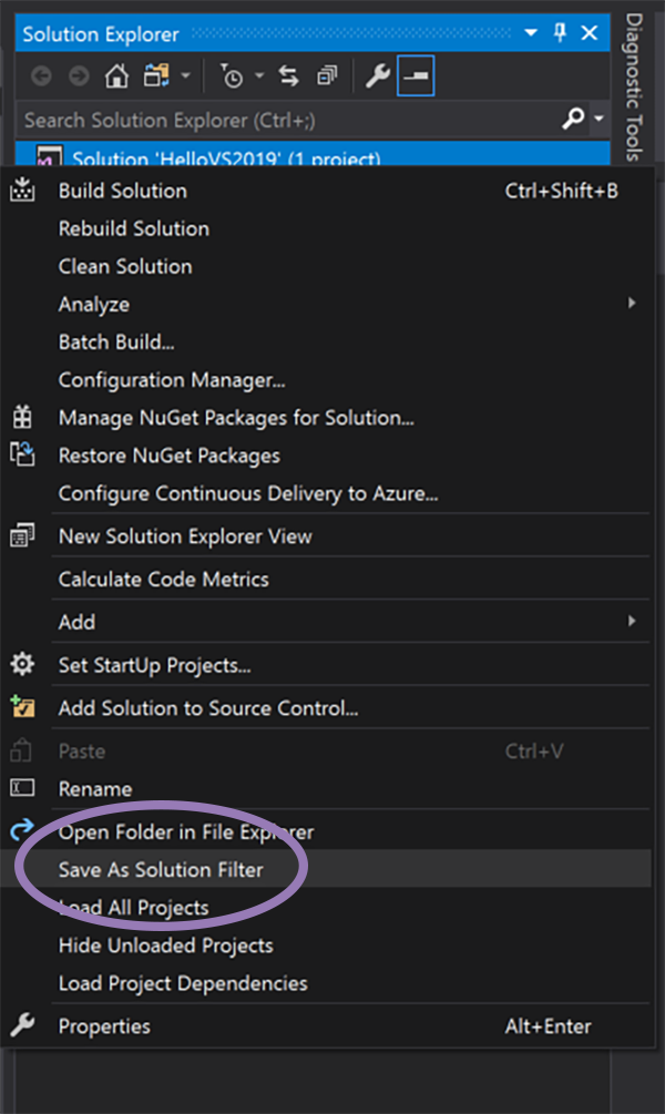 VS 2019 Solution save