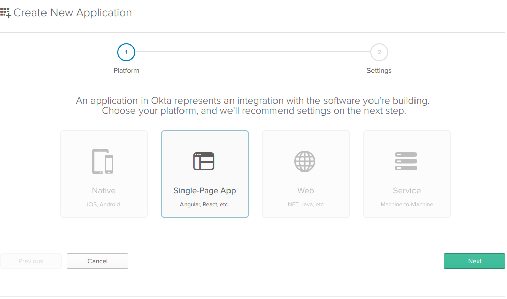 Okta new SPA app