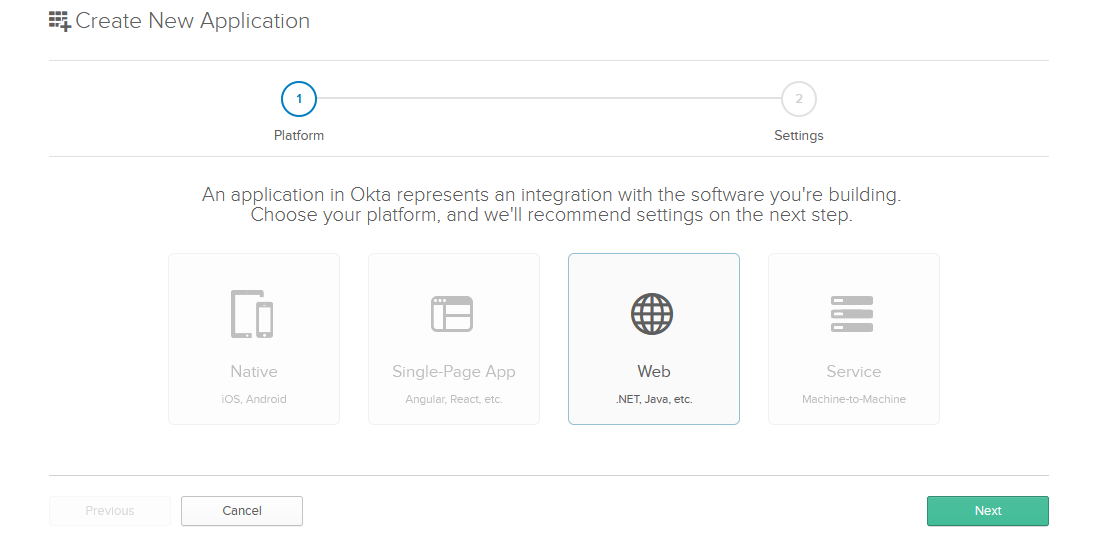 Okta Application Type