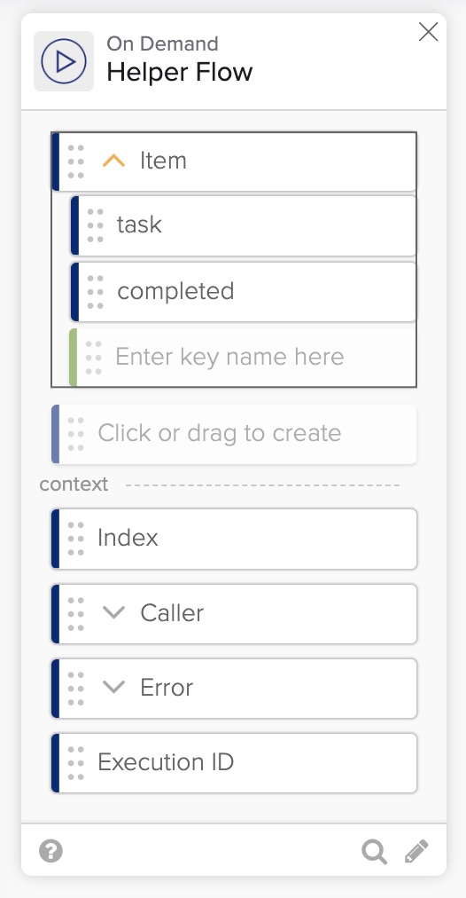 Helper flow inputs