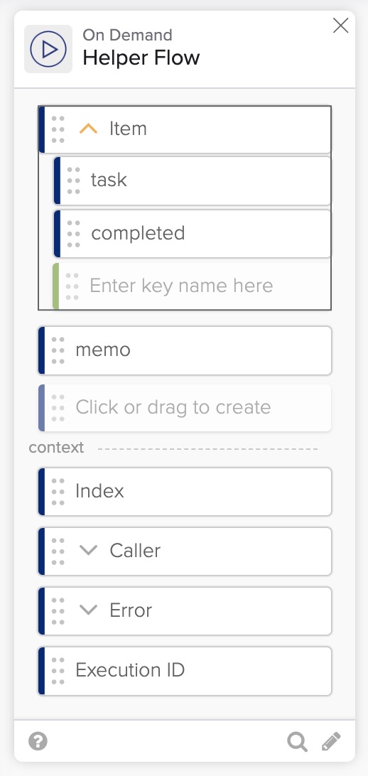 Helper flow with inputs