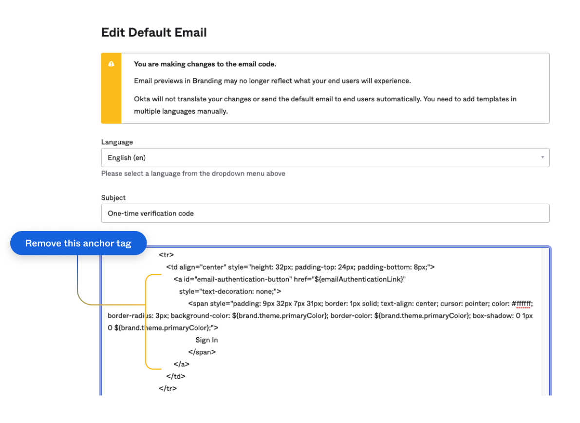 Diagram showing email template with magic link